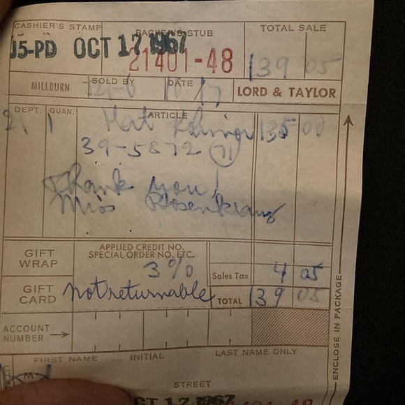 Vintage 1967 Lord & Taylor Off-White/Cream Bowler Hat - Picture 8 of 9